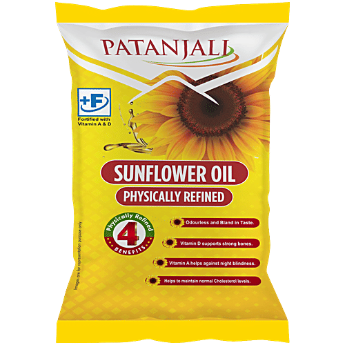 Patanjali Sunflower Oil, 770 g  Physically Refined, Fortified With Vitamin A & D