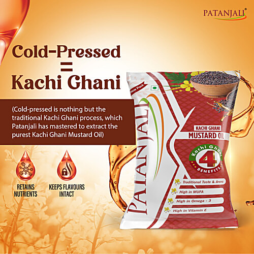 Patanjali Kachi Ghani Mustard Oil, 1 L  