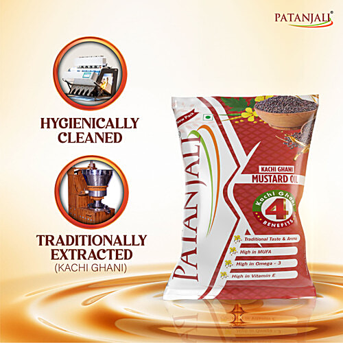 Patanjali Kachi Ghani Mustard Oil, 1 L  