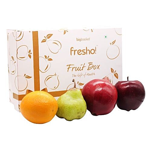 fresho! Gift Box - Apple Washington + Pomegranate + Green Pears Imported + Orange Imported, 12 pcs  