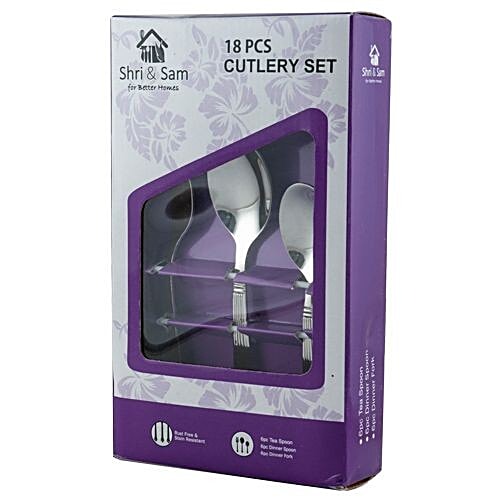 Shri & Sam Stripes Stainless Steel Cutlery, Set of 18  