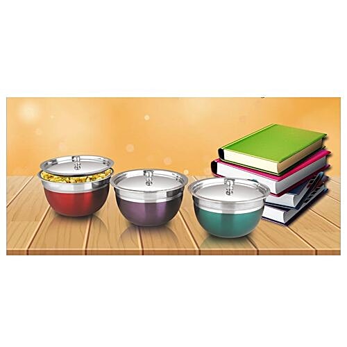 Buy Shri & Sam Multicolor Stainless Steel Miska Serving Bowl Online at