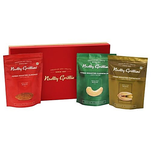 Nutty Gritties Platinum B Roasted Dry Fruits Gift Box, 582 g Pack of 3 