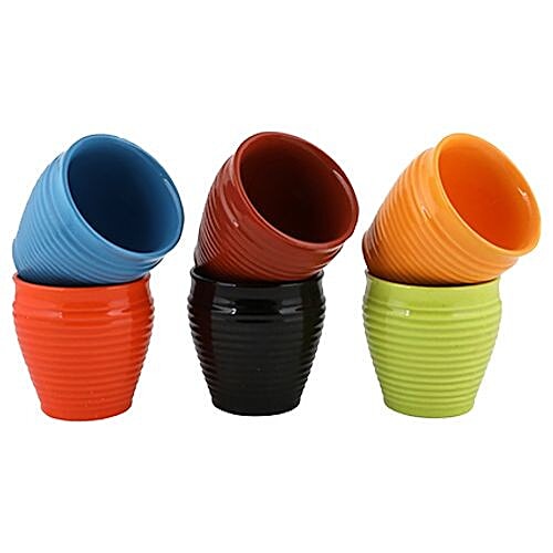 Parka Chai/Tea/Milk/Lassi Kullar - Multicolour, 160 ml (Pack of 6) Microwave Safe
