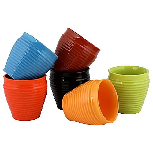 Parka Chai/Tea/Milk/Lassi Kullar - Multicolour, 160 ml (Pack of 6) Microwave Safe