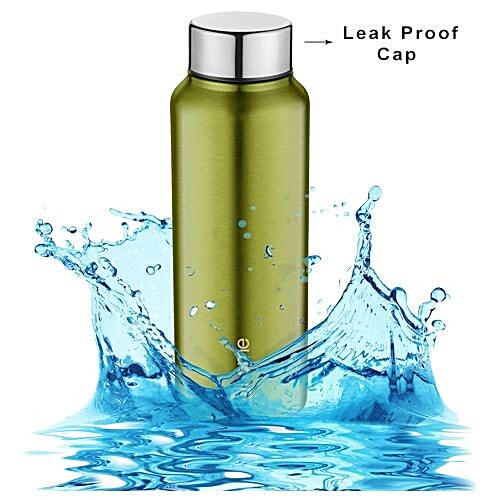 BB Home Frost Stainless Steel Bottle With Steel Cap - Metallic Green Finish, PXP 1009 BK, 500 ml  