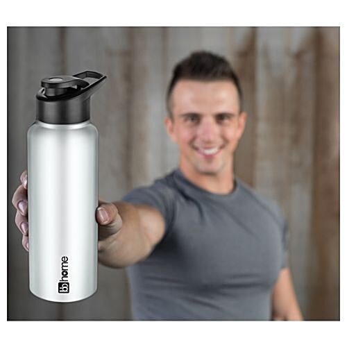 BB Home Frost Stainless Steel Bottle With Sipper Cap - White Matt Finish, PXP 1004 CQ, 750 ml  