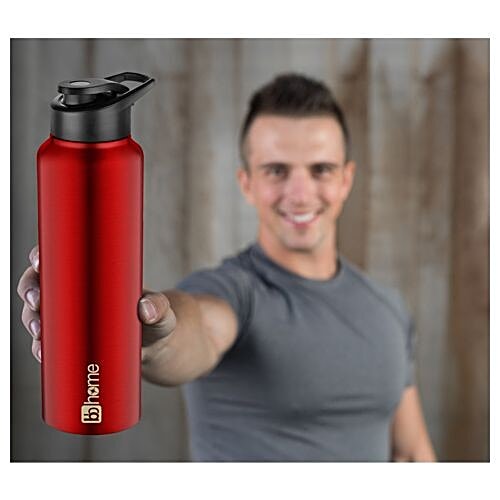 BB Home Frost Stainless Steel Bottle With Sipper Cap Dark Red Pxp 1004 Dq, 1 L  