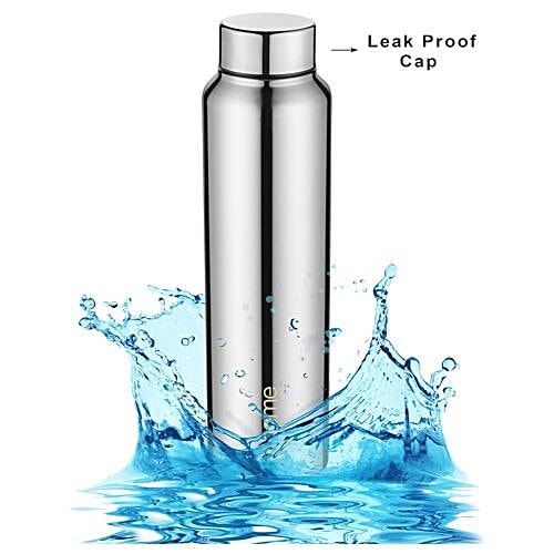 bb home Frost Stainless Steel Water Bottle With Steel Cap - Steel Mirror Finish, 1 L Leak Proof Cap
