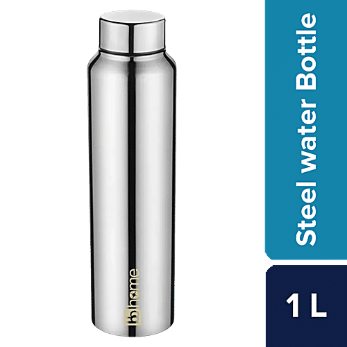 bb home Frost Stainless Steel Water Bottle With Steel Cap - Steel Mirror Finish, 1 L Leak Proof Cap