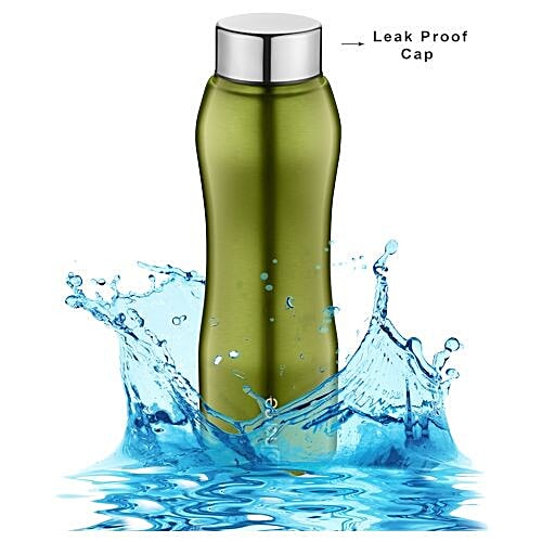 BB Home Trendy Stainless Steel Bottle With Steel Cap - Metallic Green Finish, PXP 1002 BK, 500 ml  
