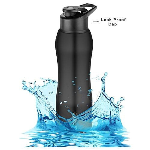 BB Home Trendy Stainless Steel Bottle With Sipper Cap - Black Finish, PXP 1002 CQ, 750 ml  