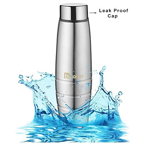 BB Home Aqua Stainless Steel Bottle With Steel Cap - Steel Matt Finish, PXP 1003 DV, 1 L  