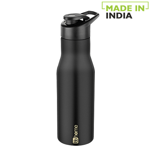 BB Home Puro Stainless Steel Bottle With Sipper Cap - Black Colour, PXP 1008 CQ, 750 ml  