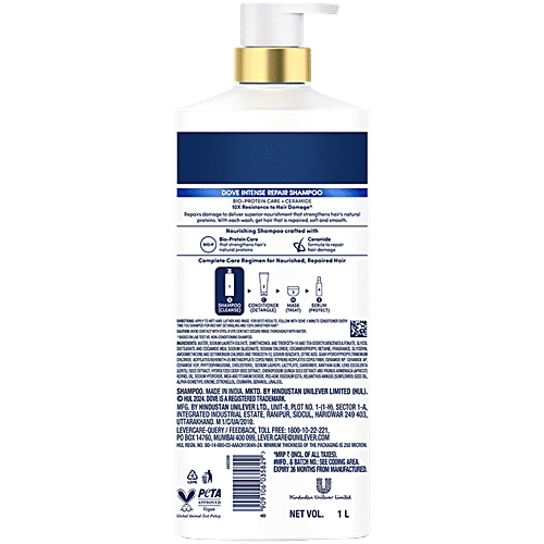 Dove Intense Repair Shampoo, 1 L  With Bio-Protein Care, Ceramide Formula