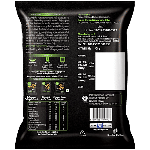 ITC Master Chef Crispy French Fries, 420 g  No Added Preservatives