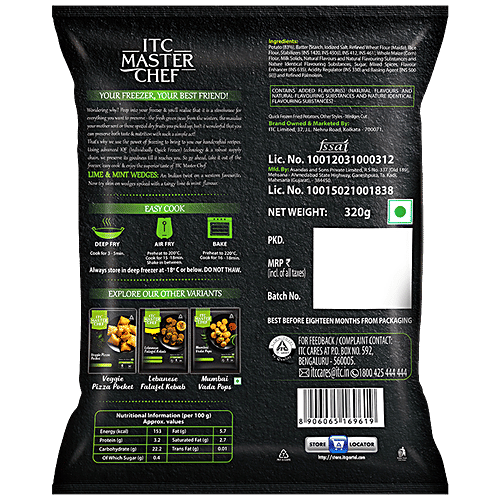 ITC Master Chef Lime & Mint Wedges - Veg Frozen Snack, Ready To Cook, 320 g