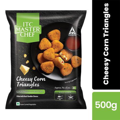 ITC Master Chef Cheesy Corn Triangles Filled With Real Cheddar Cheese - Rich In Protein, 500 g  Goodness of Protein