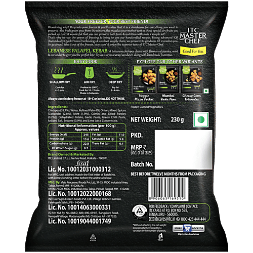 ITC Master Chef Lebanese Falafel Kebab, 230 g (39 pcs Approx.) No Added Preservatives & High Protein