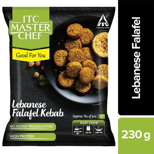 ITC Master Chef Lebanese Falafel Kebab - Veg Frozen Snack, Ready To Cook, 230 g  No Added Preservatives & High Protein