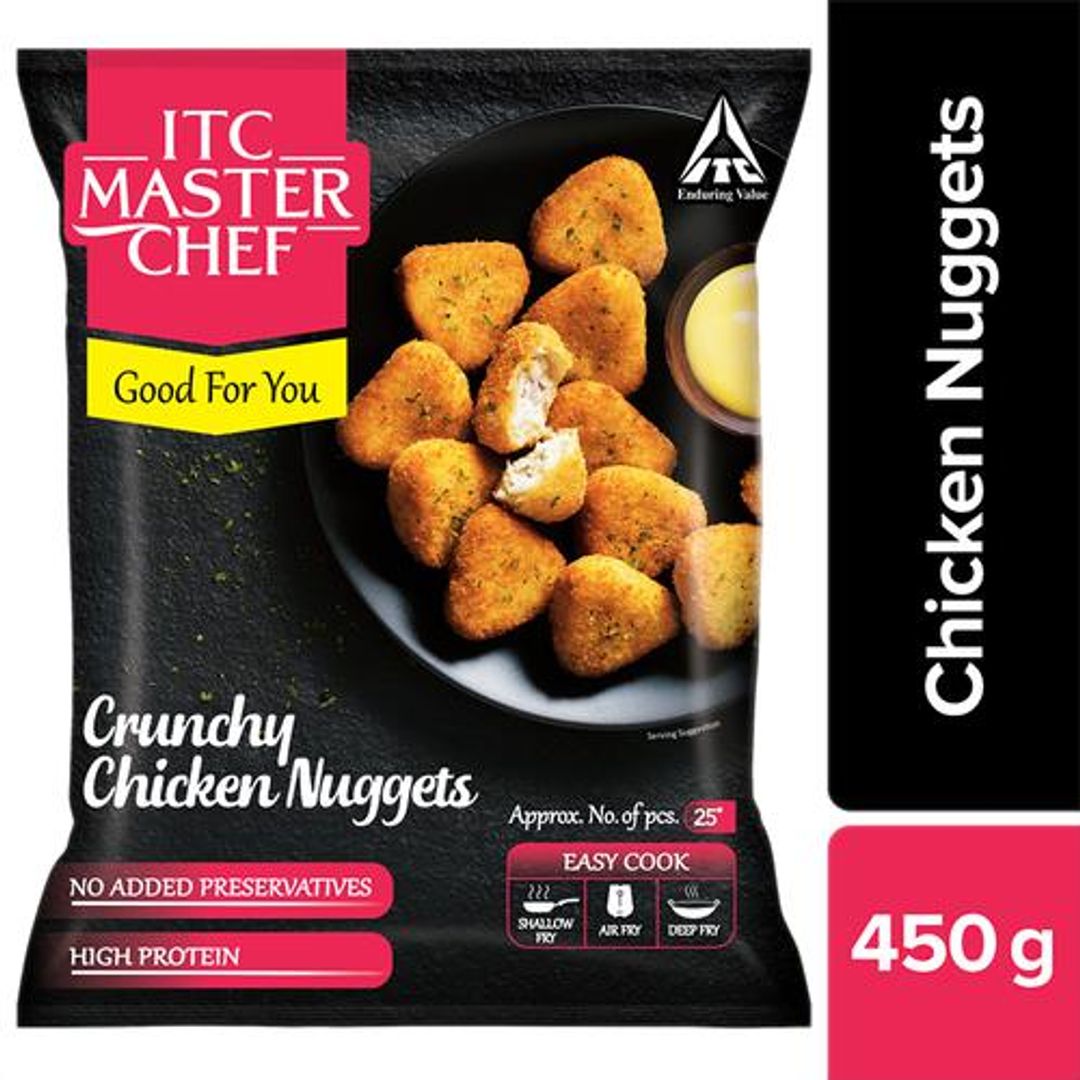 ITC Master Chef Crunchy Chicken Nuggets - Non-Veg Frozen Snack, Ready To Cook, 450 g 