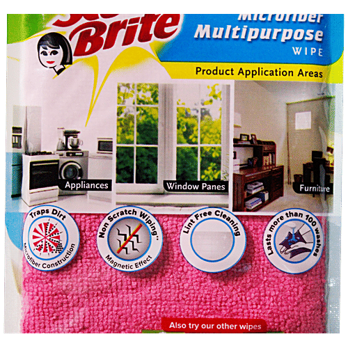 Scotch Brite Microfibre Multipurpose Wipe, 2 pcs Lifts and Traps Dust
Scratch Free Cleaning