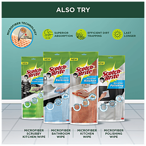 Scotch Brite Microfibre Multipurpose Wipe, 2 pcs Lifts and Traps Dust
Scratch Free Cleaning