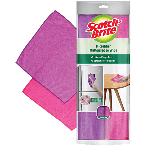 Scotch Brite Microfibre Multipurpose Wipe, 2 pcs Lifts and Traps Dust
Scratch Free Cleaning