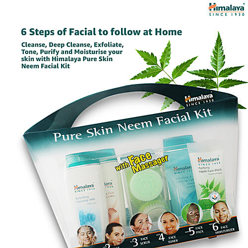 Himalaya Pure Skin Neem Facial Kit With Face Massager, 5 pcs  