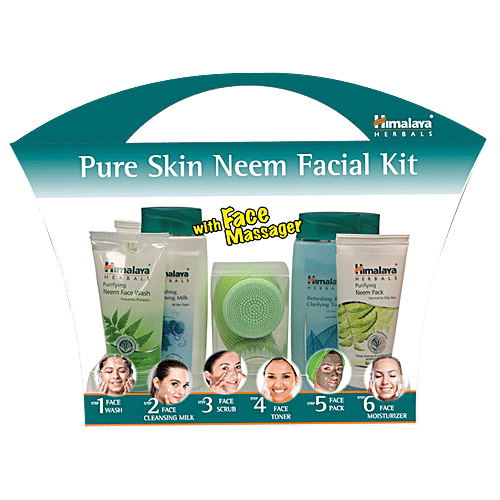 Himalaya Pure Skin Neem Facial Kit With Face Massager, 5 pcs  