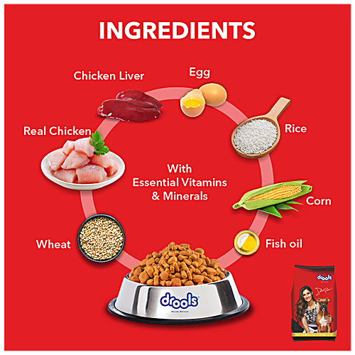 Drools Dog Food - Chicken & Egg, Adult, 100 g  20% Protein, 10% Fat