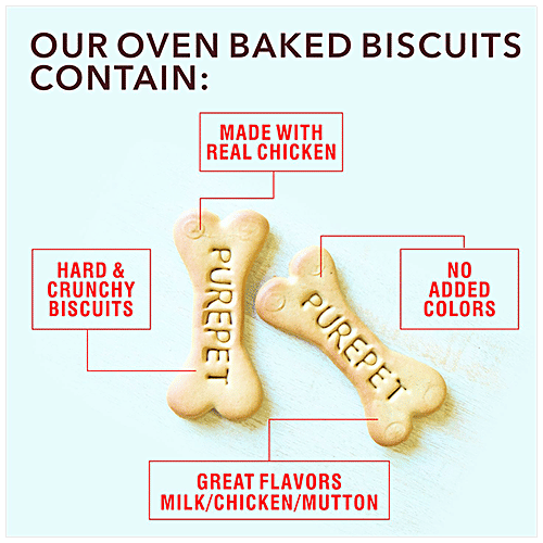 Purepet Dog Treats - Real Chicken Biscuits, Chicken Flavour, 100 g  Complete & Balanced Nutrition, No Added Colors or Flavors