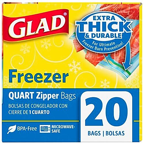 Buy Glad Freezer Quart Zipper Bags Medium Online at Best Price of Rs 350 bigbasket