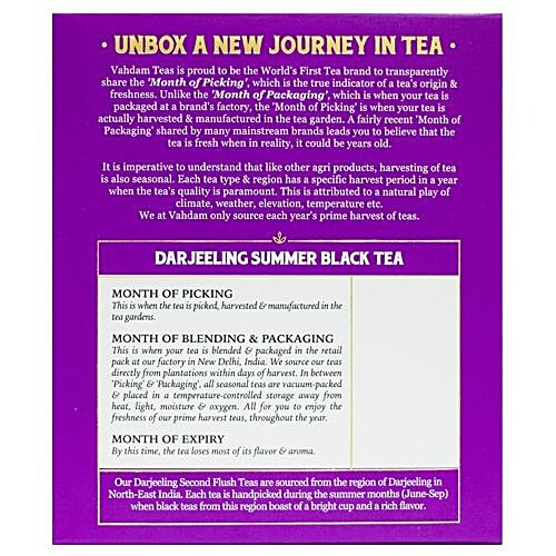 Vahdam Darjeeling Summer Second FlushBlack Tea, 30 g (15 Bags x 2 g each) Pure & Unblended
