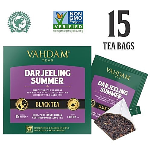 Vahdam Darjeeling Summer Second FlushBlack Tea, 30 g (15 Bags x 2 g each) Pure & Unblended