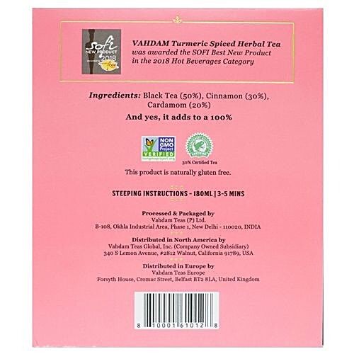 VAHDAM Sweet Cinnamon Masala Long Leaf Chai Tea - Pyramid Bags, 30 g (15 Bags x 2 g each) 