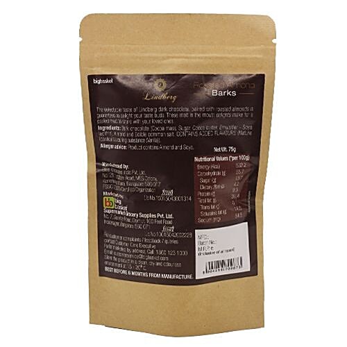 Lindberg Roasted Almond Barks - Snacking Chocolate, 75 g  