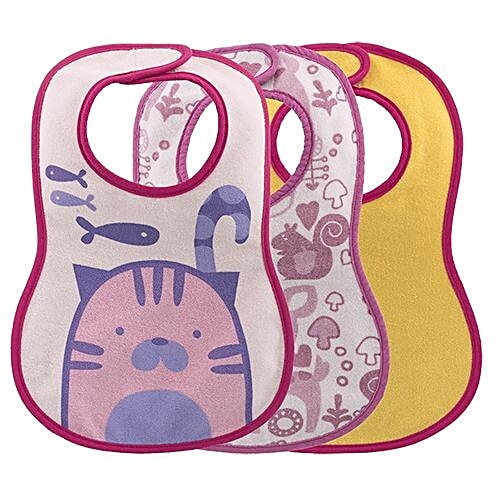 Chicco Baby Bib With Velcro - For Girls, 6m+, 3 pcs  