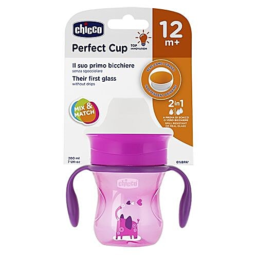 Chicco 360 Degrees Spill Proof Glass - Girl, 12m+, 200 ml  