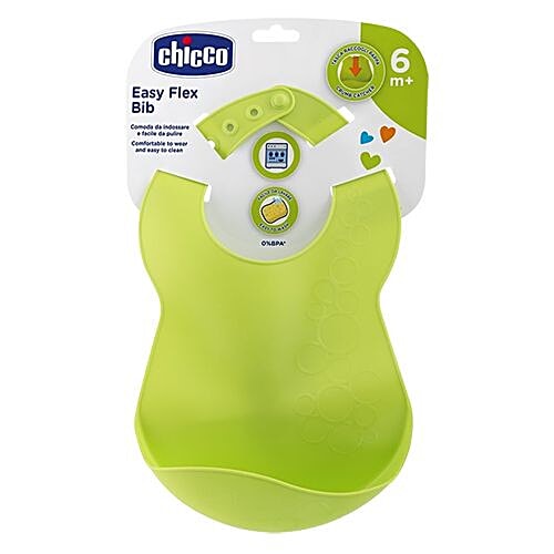 Chicco Baby Washable Bib With Crumb Catcher - Green, 6m+, 1 pc  