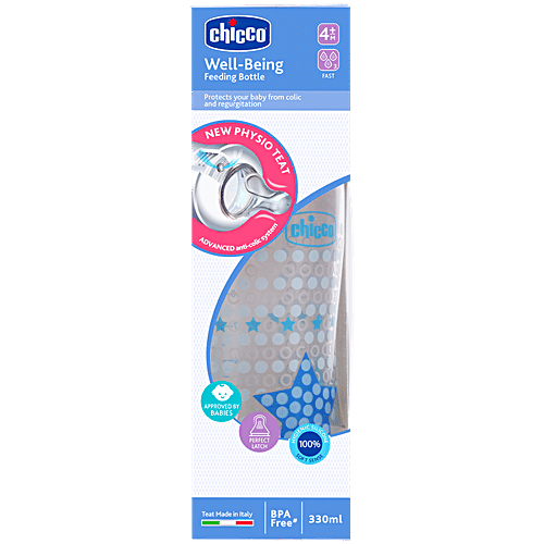 Chicco Baby Feeding Bottle Fast - Blue, 4m+, 330 ml  