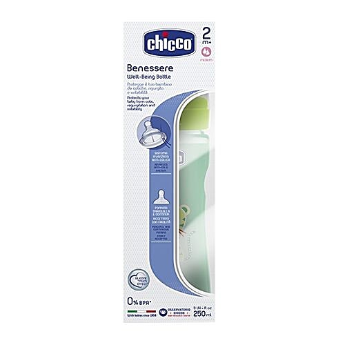 Chicco Baby Feeding Bottle Med - Green, 2m+, 250 ml  