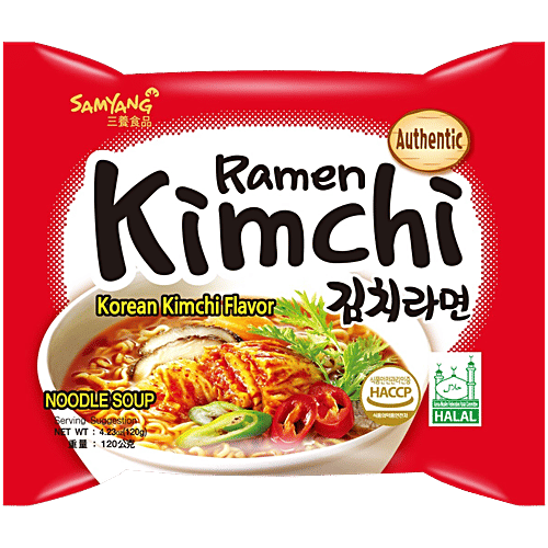 Samyang Ramen Noodle Soup - Kimchi, 120 g  No Trans Fat, No Cholesterol