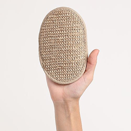 BB Home Loofah/Sponge Scrubber/Body Bath - With Support Band, Brown, BH-031 BRN, 1 pc  