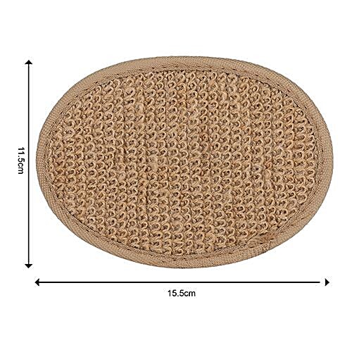 BB Home Loofah/Sponge Scrubber/Body Bath - With Support Band, Brown, BH-031 BRN, 1 pc  
