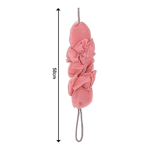 BB Home Loofah/Sponge Scrubber/Body Bath - Double Loop Hangable, Pink, BH-001 PNK, 1 pc  