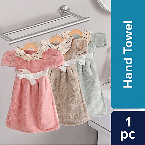 Buy bb home Hand Towel, Hangable Dress Shaped Pink Online at Best