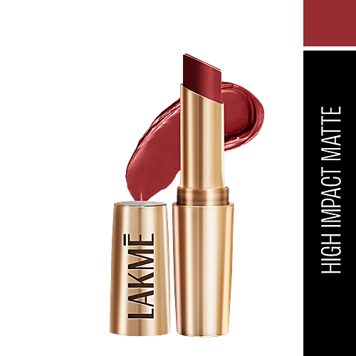 Lakme Matte Lipstick, 3.6 g Cherry Chic MR8 16 Hour Intense Matte, Water Resistant, Transfer Proof