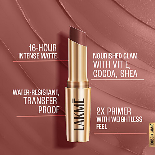 Lakme Primer + Matte Lipstick, 3.6 g Coffee Command MB5 