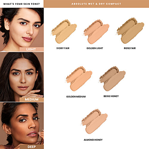 Lakme Absolute White Intense Wet & Dry Compact, 9 g Almond Honey 06 